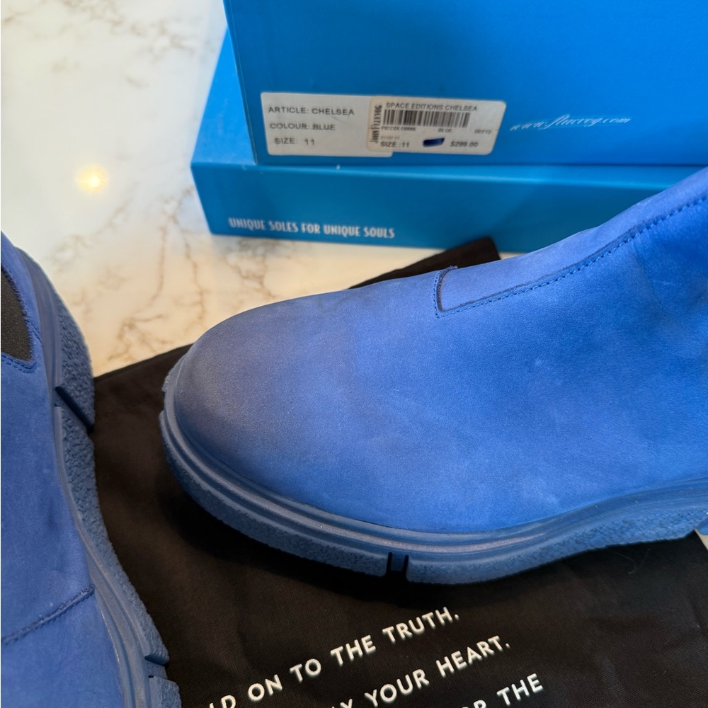 John Fluevog Piccolomini Blue Platform Chelsea Boots - Picture 7 of 12